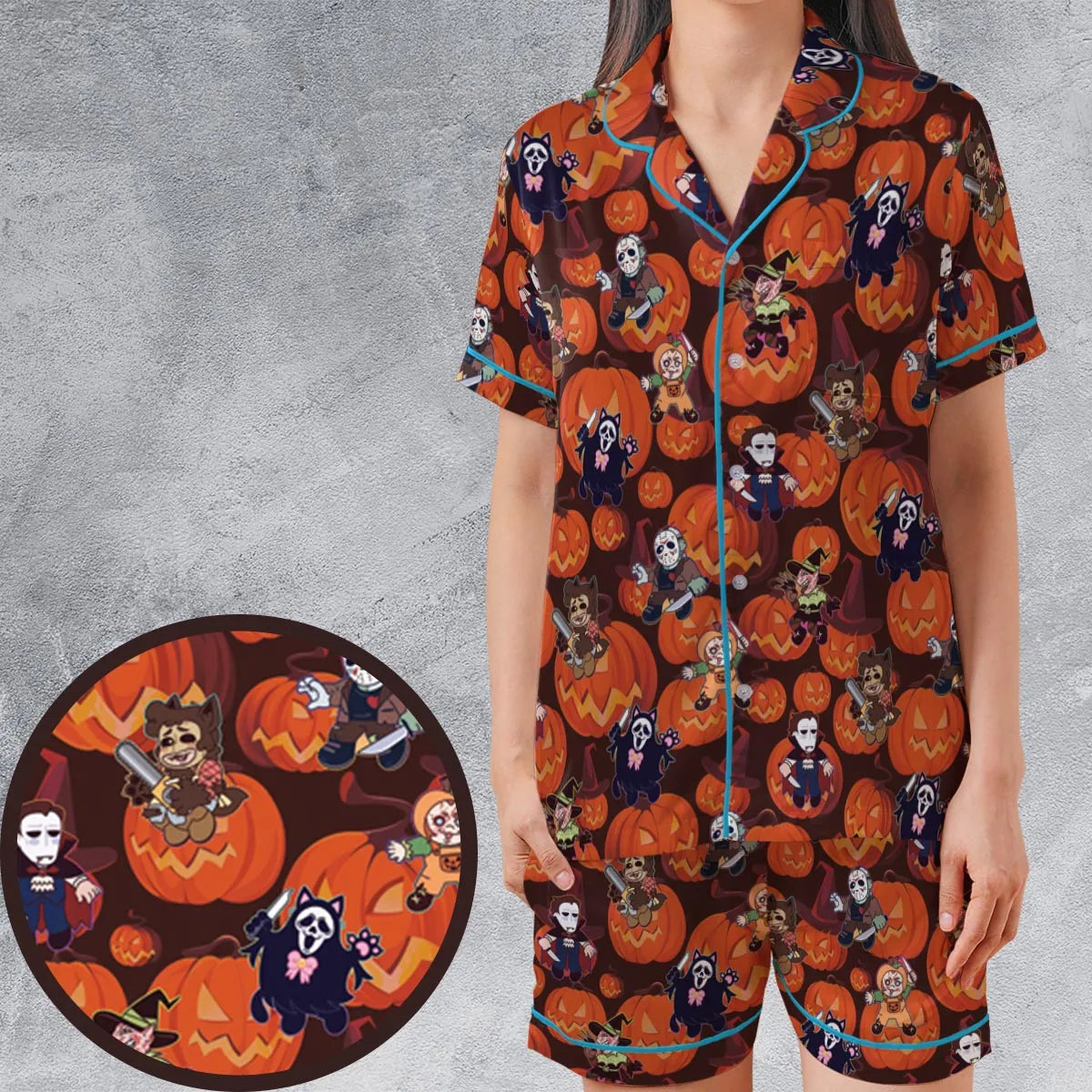 Satin Short-Sleeve Pajamas Set - PZ9ECDLK