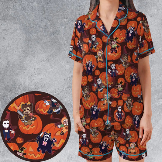 Satin Short-Sleeve Pajamas Set - PZ9ECDLK