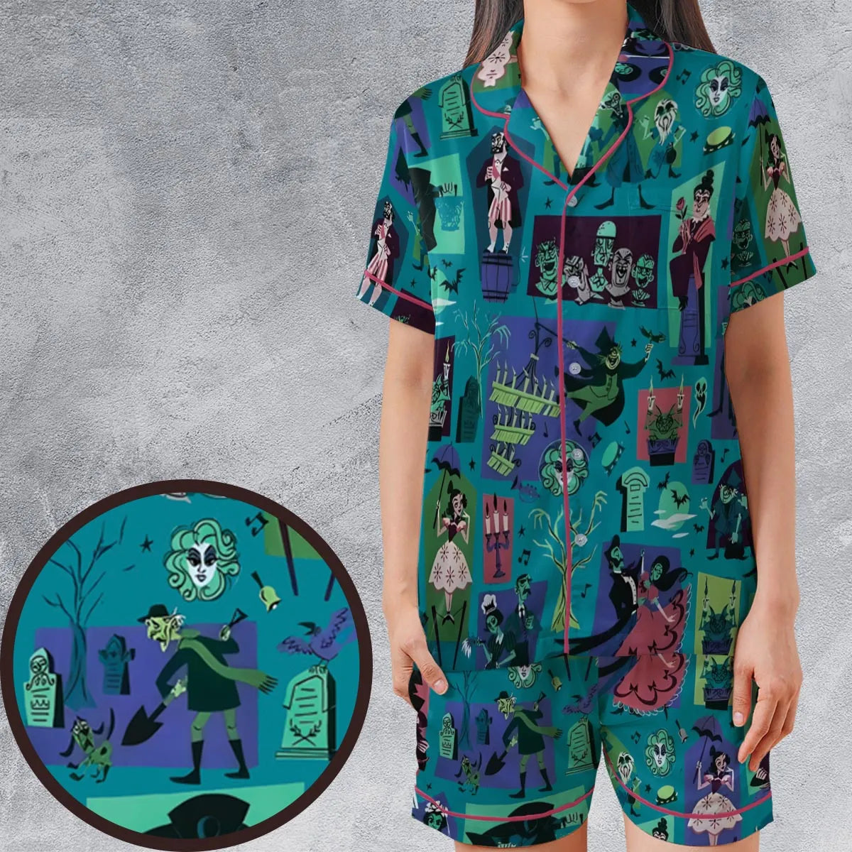 Satin Short-Sleeve Pajamas Set - WRUH6KDD