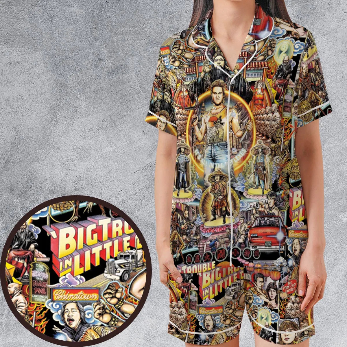 Satin Short-Sleeve Pajamas Set - CM8WX1N2
