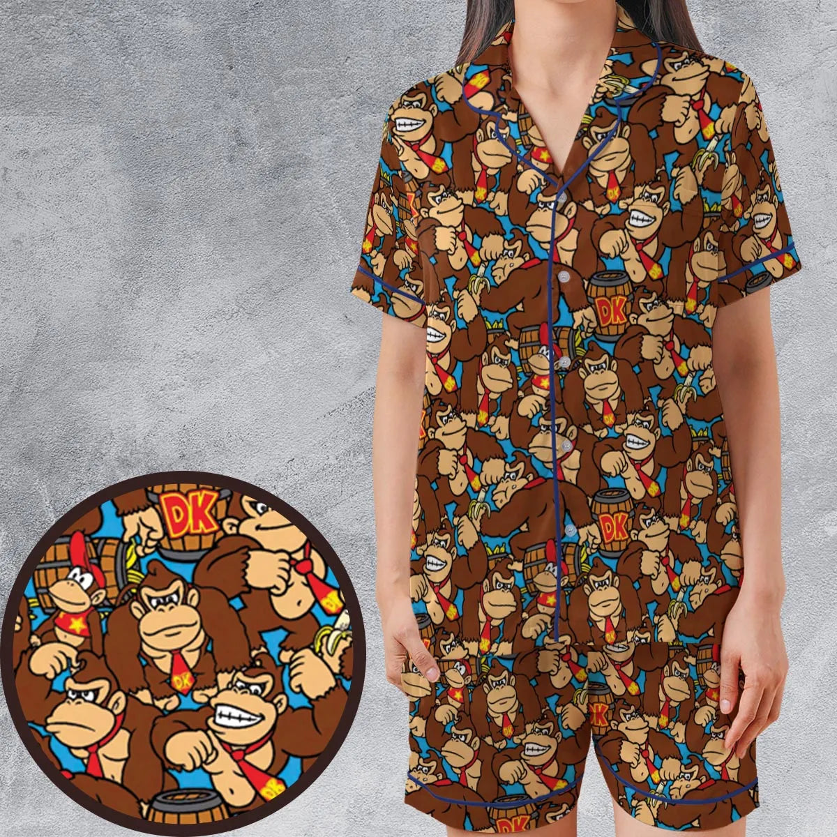 Satin Short-Sleeve Pajamas Set - RY2RGBPK