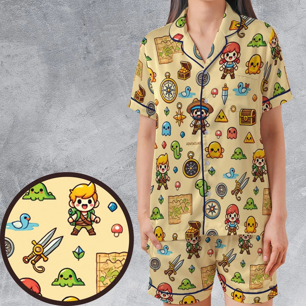 Satin Short-Sleeve Pajamas Set - 8UPR82WG