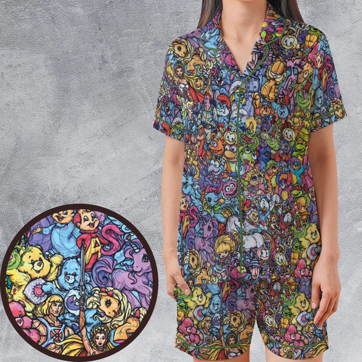 Satin Short-Sleeve Pajamas Set - 4UXPUYUA