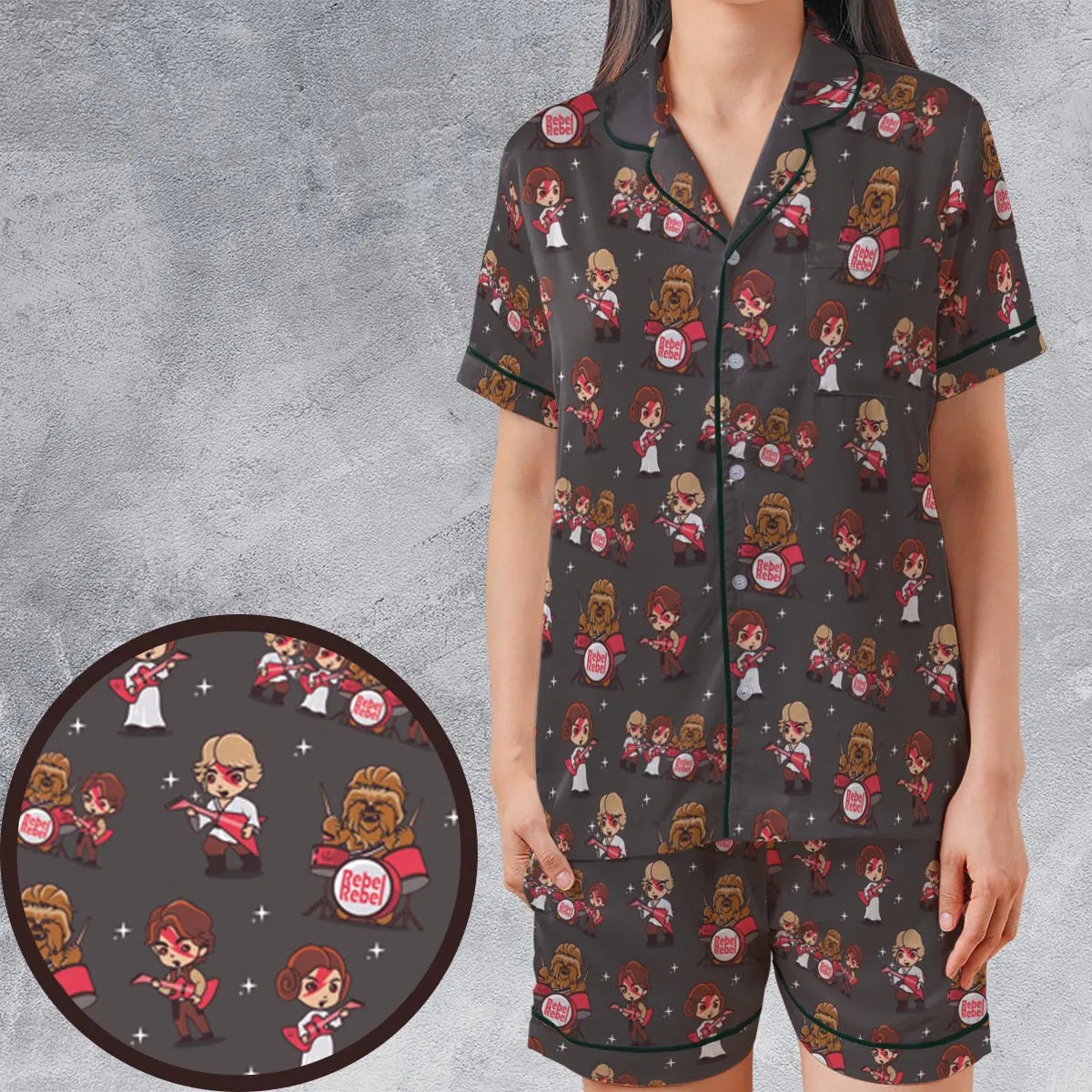 Satin Short-Sleeve Pajamas Set - UZ5LQKX2