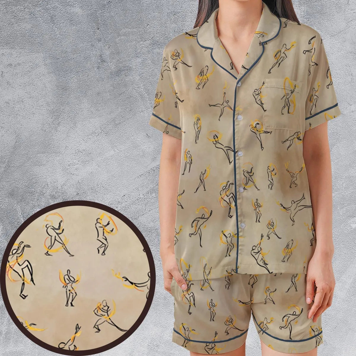 Satin Short-Sleeve Pajamas Set - 545SCWUE