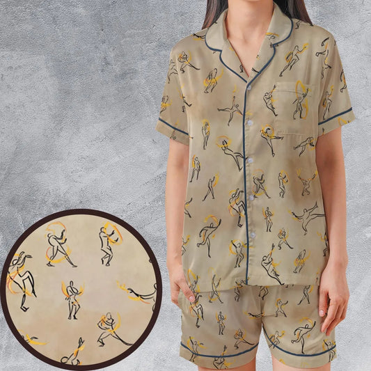 Satin Short-Sleeve Pajamas Set - 545SCWUE