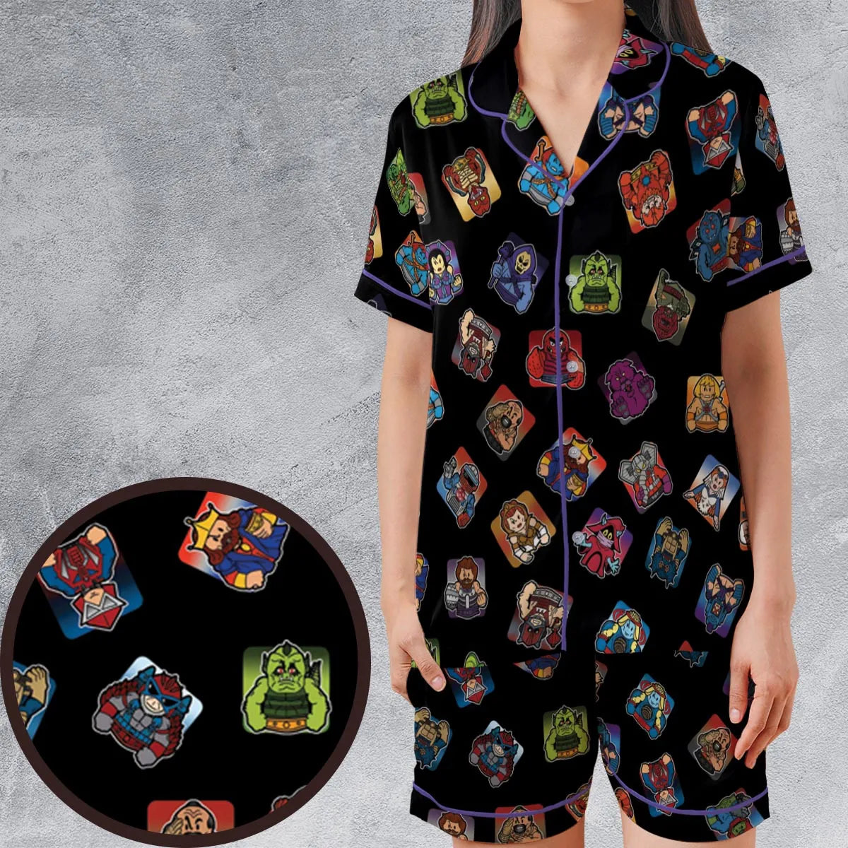 Satin Short-Sleeve Pajamas Set - T6JSRQVN