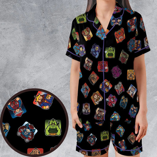 Satin Short-Sleeve Pajamas Set - T6JSRQVN