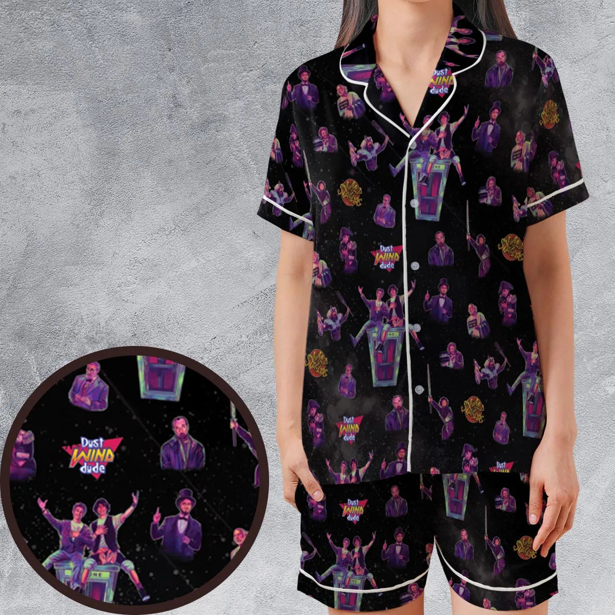 Satin Short-Sleeve Pajamas Set - UJP3TVDK