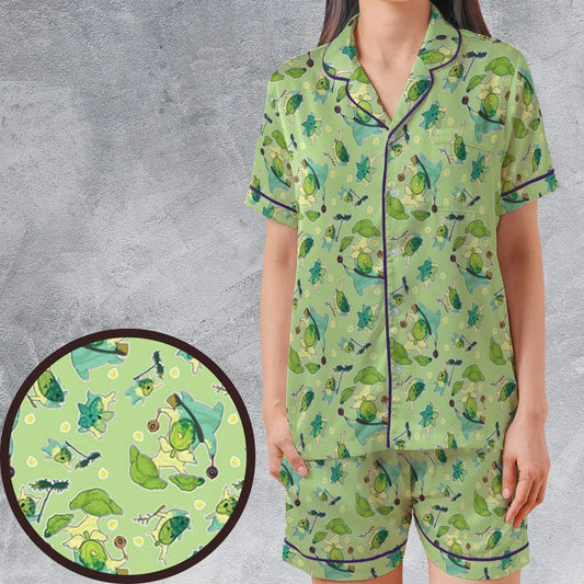 Satin Short-Sleeve Pajamas Set - SH77DD5V