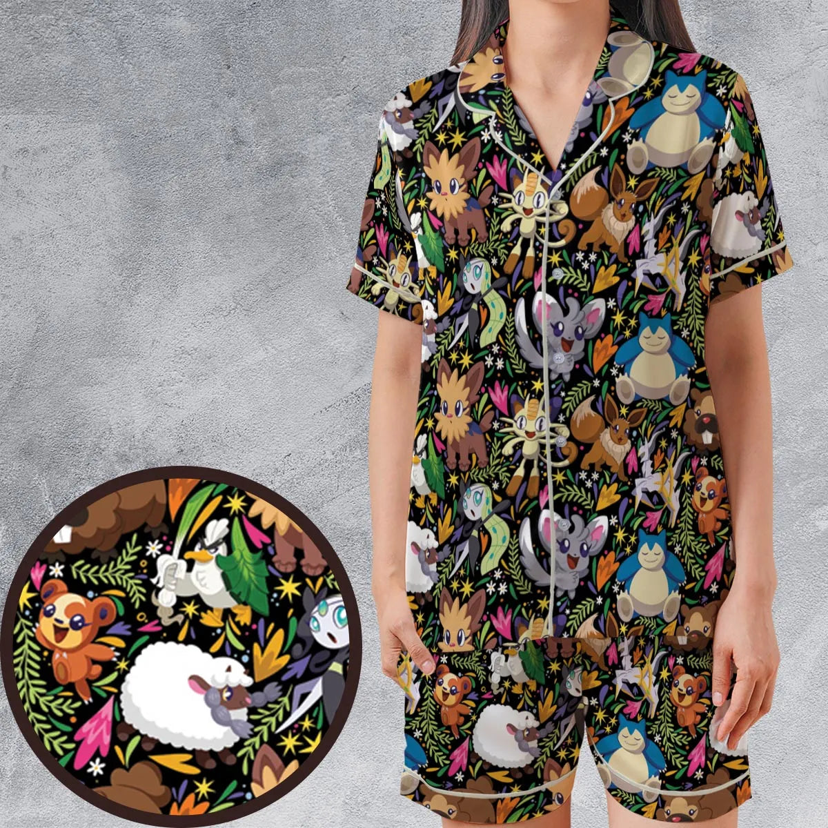 Satin Short-Sleeve Pajamas Set - JWDQNMV9