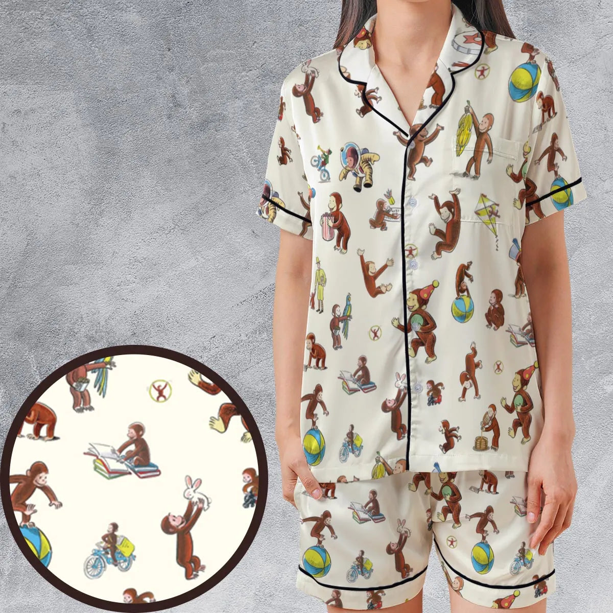 Satin Short-Sleeve Pajamas Set - DECA41SE