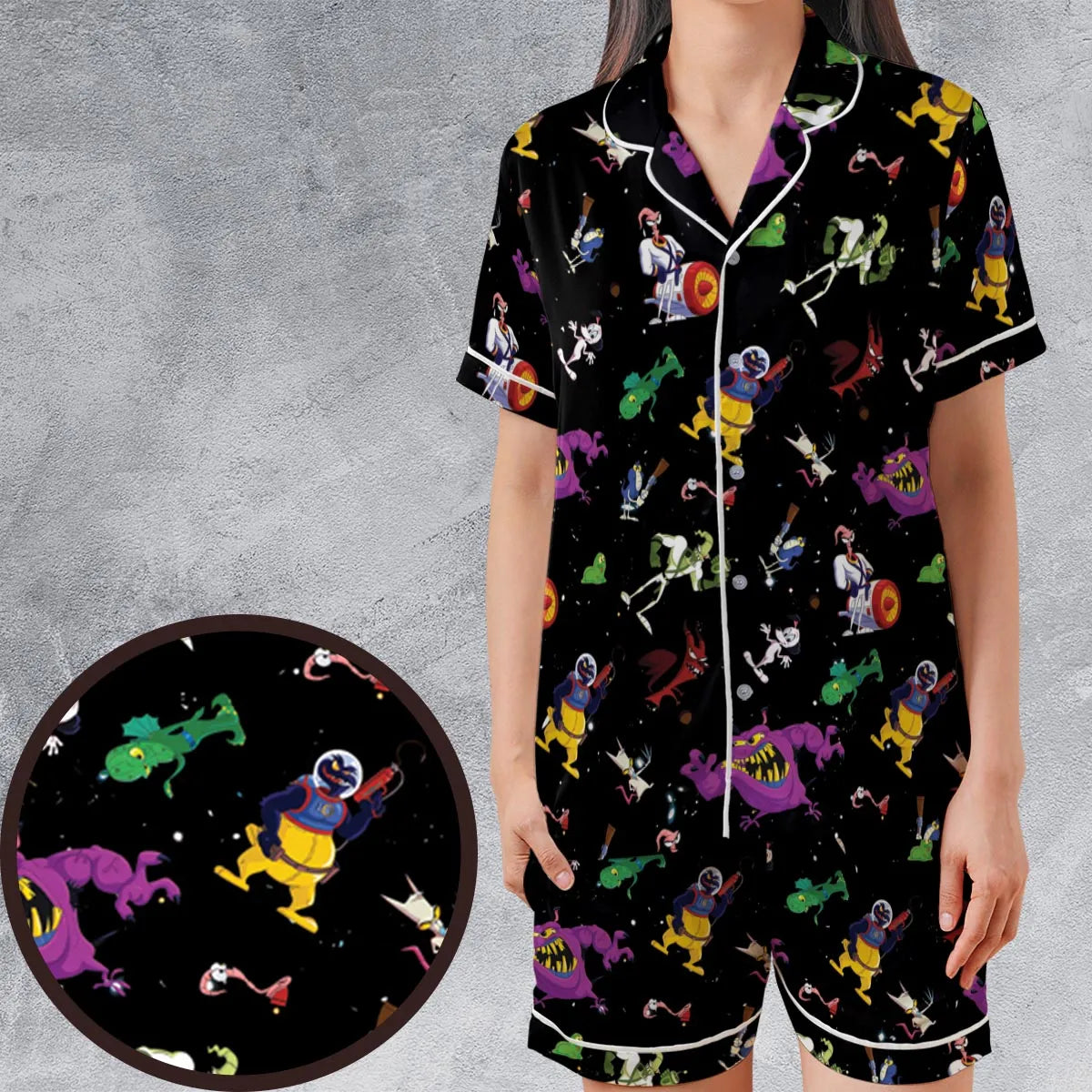 Satin Short-Sleeve Pajamas Set - JZNCVU9R