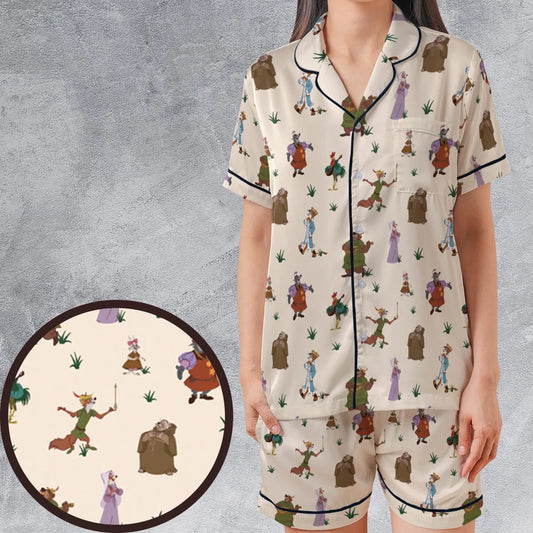 Satin Short-Sleeve Pajamas Set - UCJK4M5K