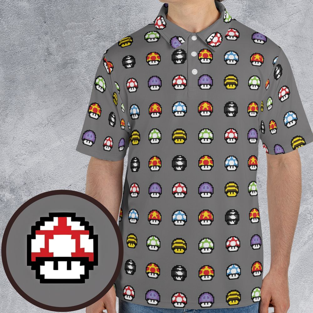 Retro Pixels Mushroom Pattern -  - 1