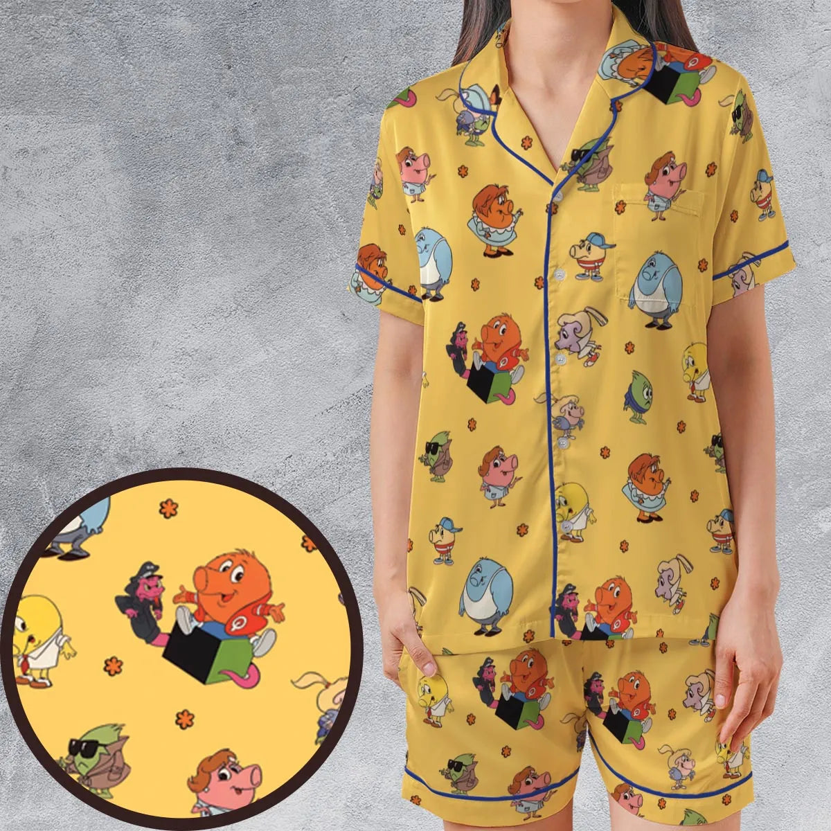 Satin Short-Sleeve Pajamas Set - PGTB3PY7
