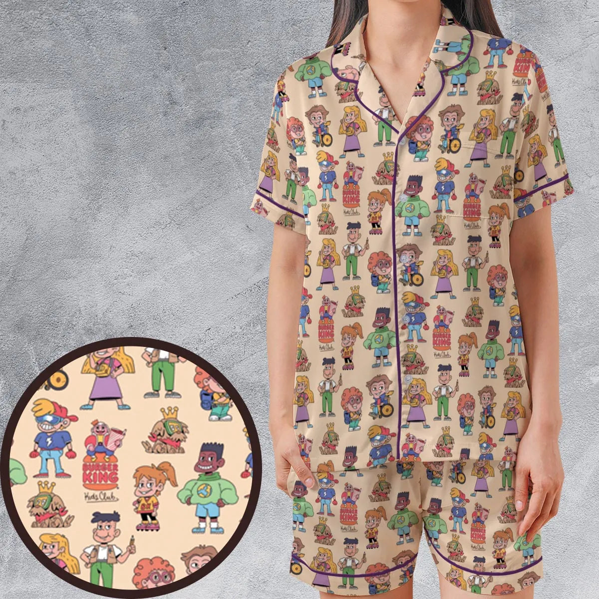 Satin Short-Sleeve Pajamas Set - 9XY7QDAC