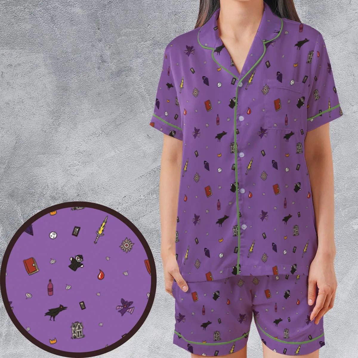 Satin Short-Sleeve Pajamas Set - T8G9D9ZD