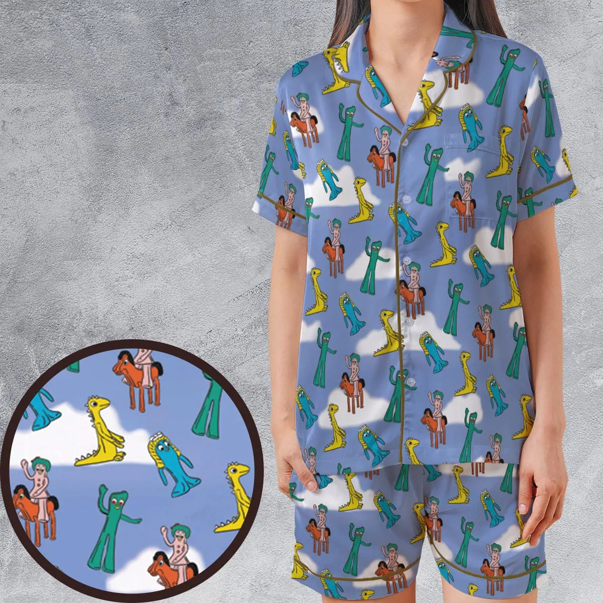 Satin Short-Sleeve Pajamas Set - Z4YCGM1N
