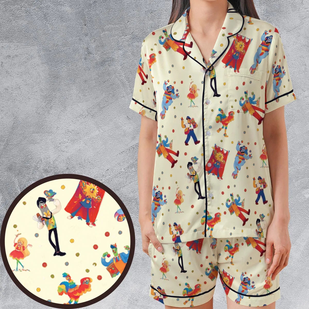 Satin Short-Sleeve Pajamas Set - 1M3XCY7D