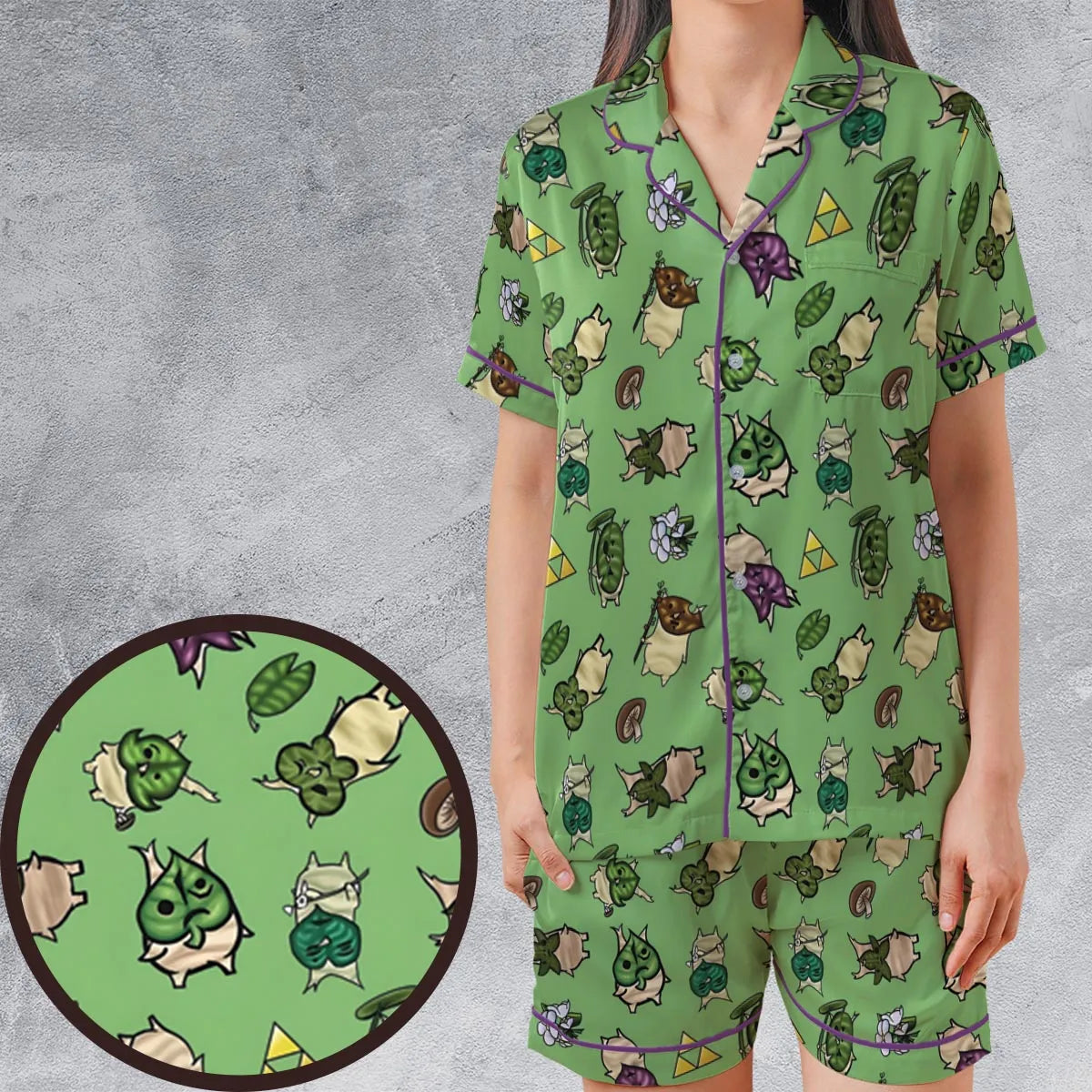 Satin Short-Sleeve Pajamas Set - NAHX5SMH