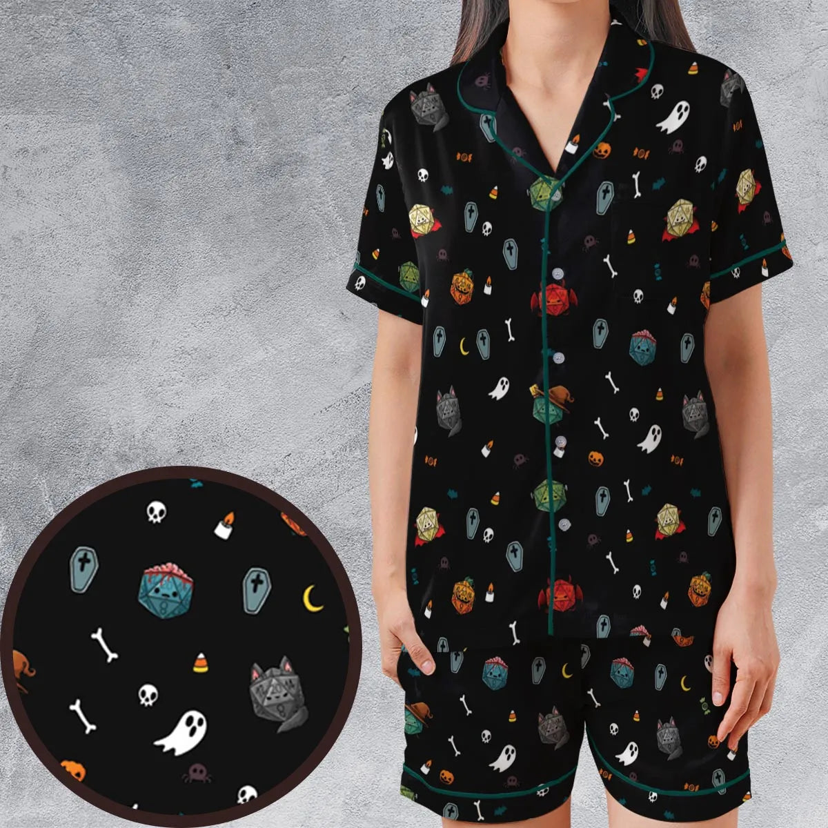 Satin Short-Sleeve Pajamas Set - RK67Q24R