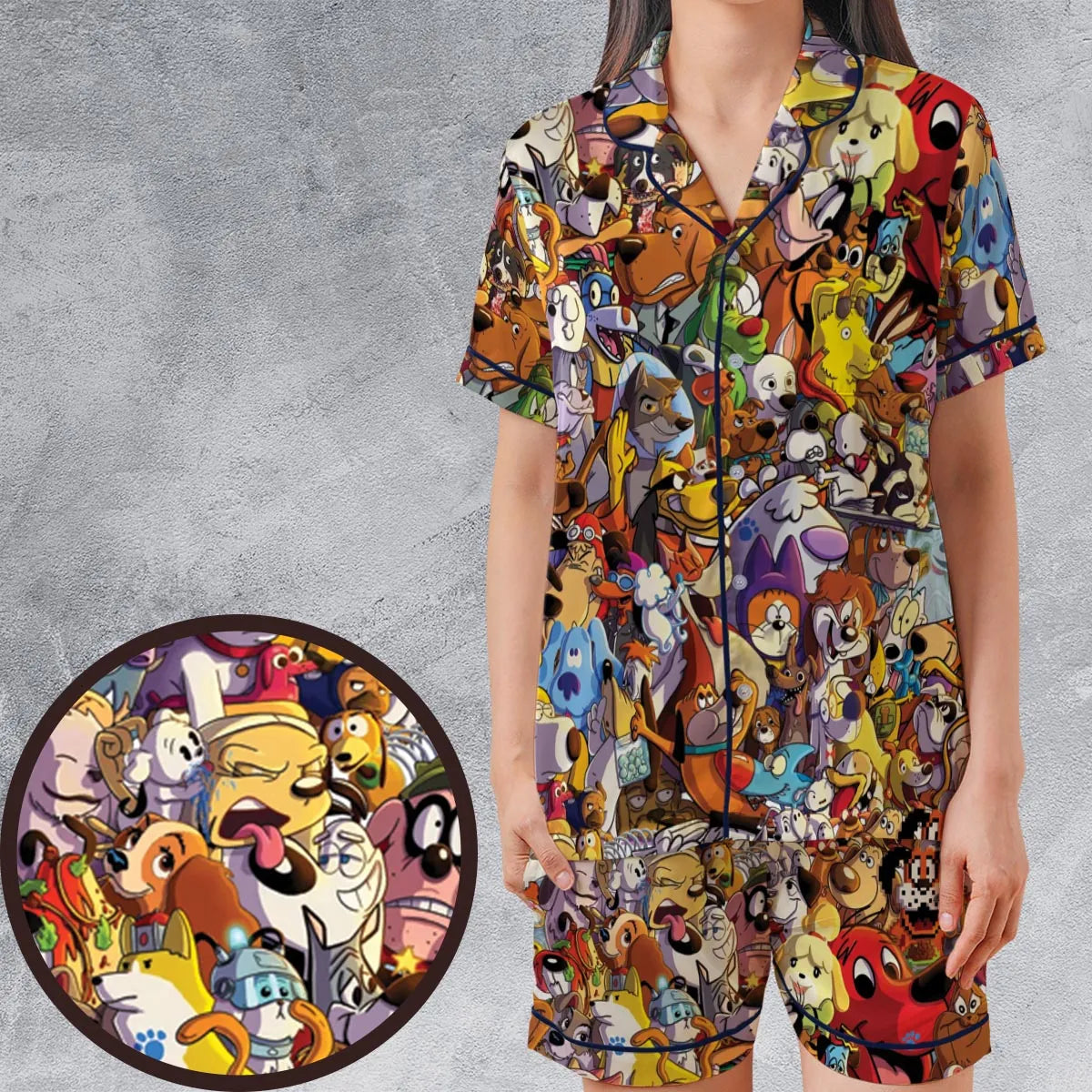 Satin Short-Sleeve Pajamas Set - A8TALH59