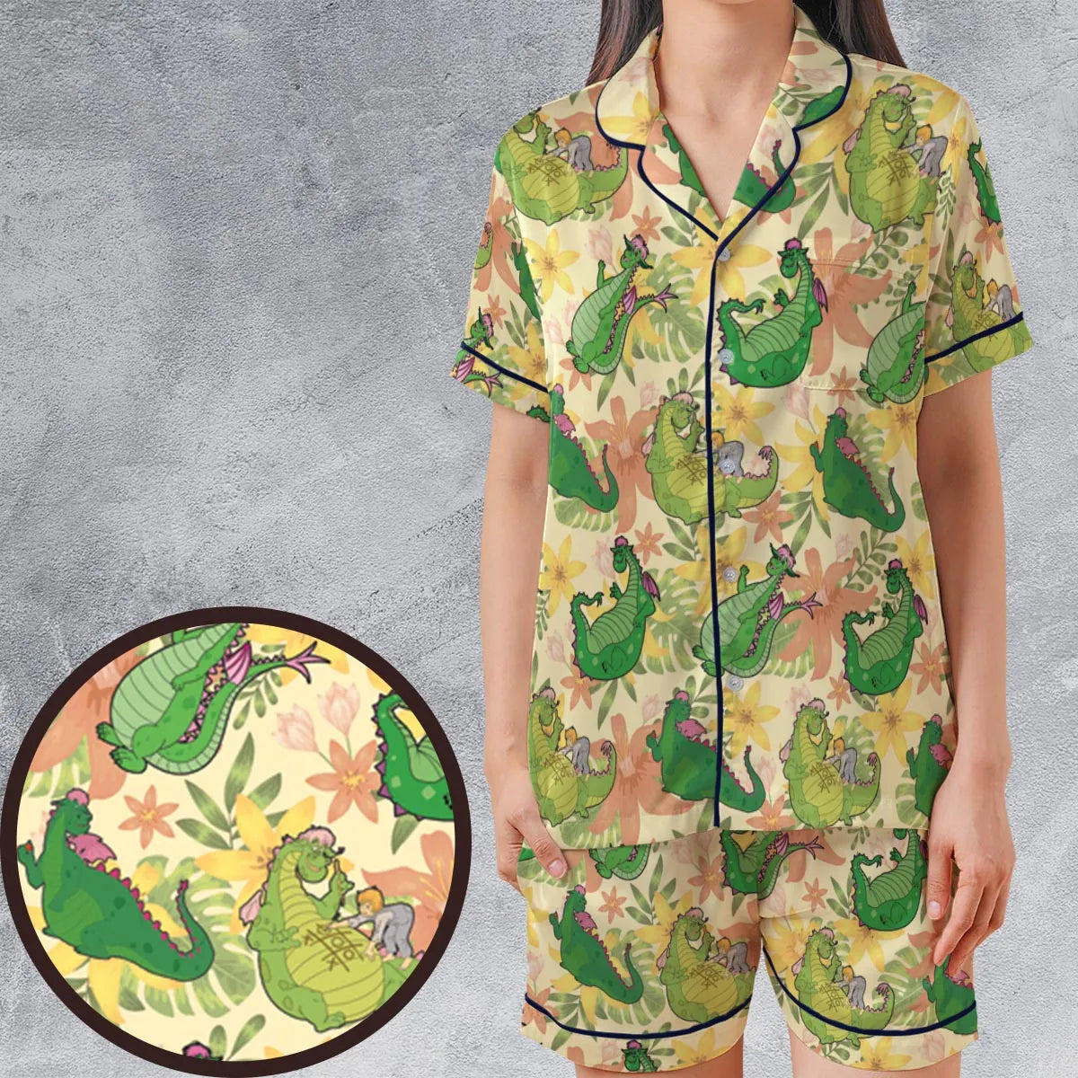 Satin Short-Sleeve Pajamas Set - MK6SP77E