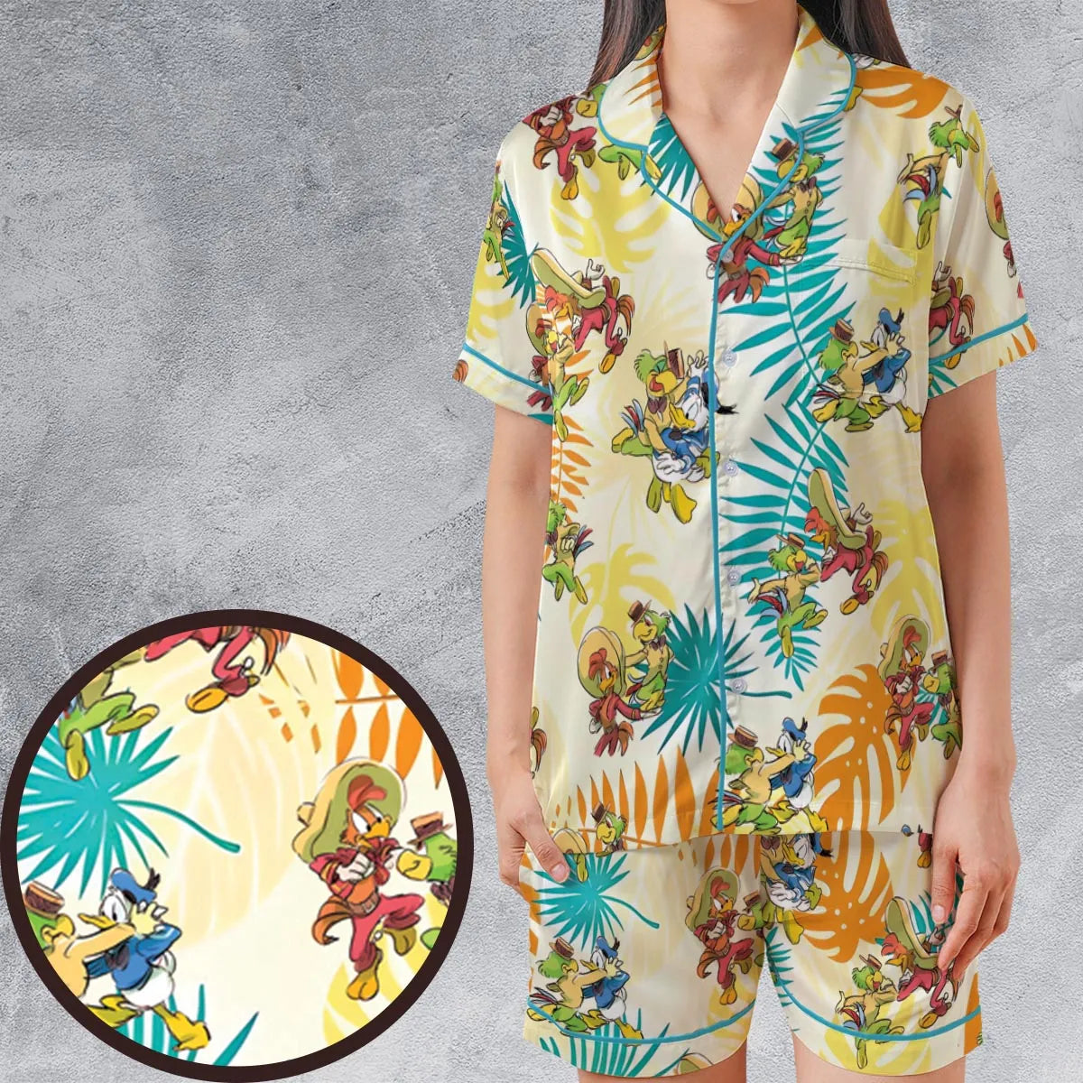 Satin Short-Sleeve Pajamas Set - AKXZC55R