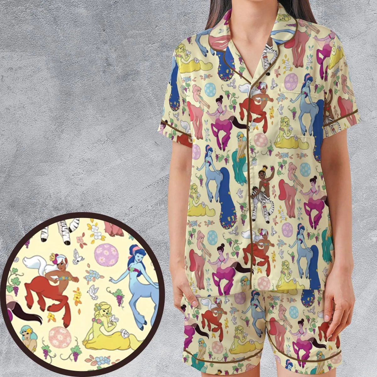 Satin Short-Sleeve Pajamas Set - 9T5ZGTE9