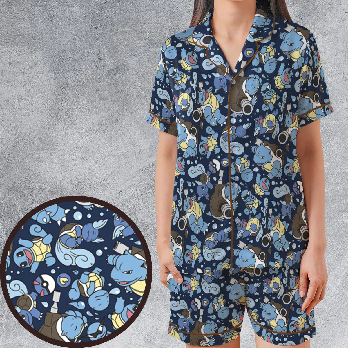Satin Short-Sleeve Pajamas Set - EF27RXAX