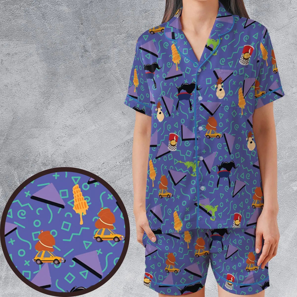 Satin Short-Sleeve Pajamas Set - E1RS2GGY