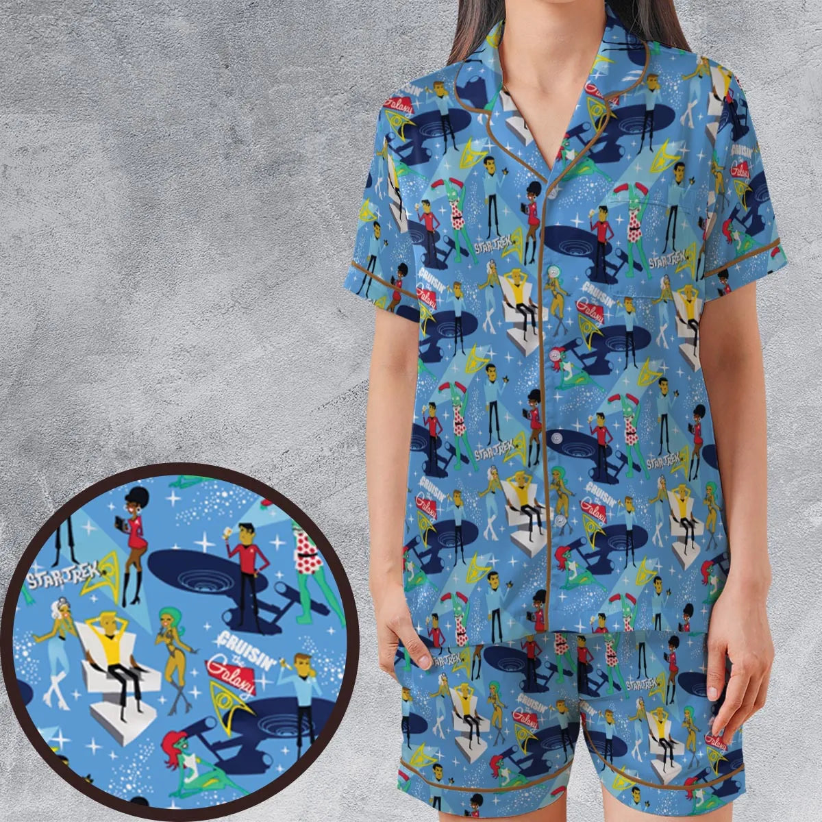 Satin Short-Sleeve Pajamas Set - YNYPBAVF