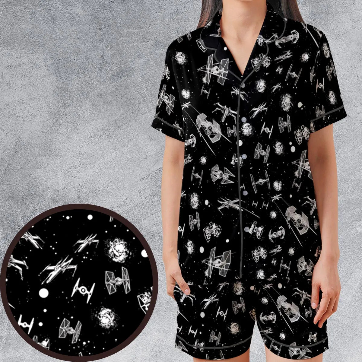Satin Short-Sleeve Pajamas Set - J7YG7T4P