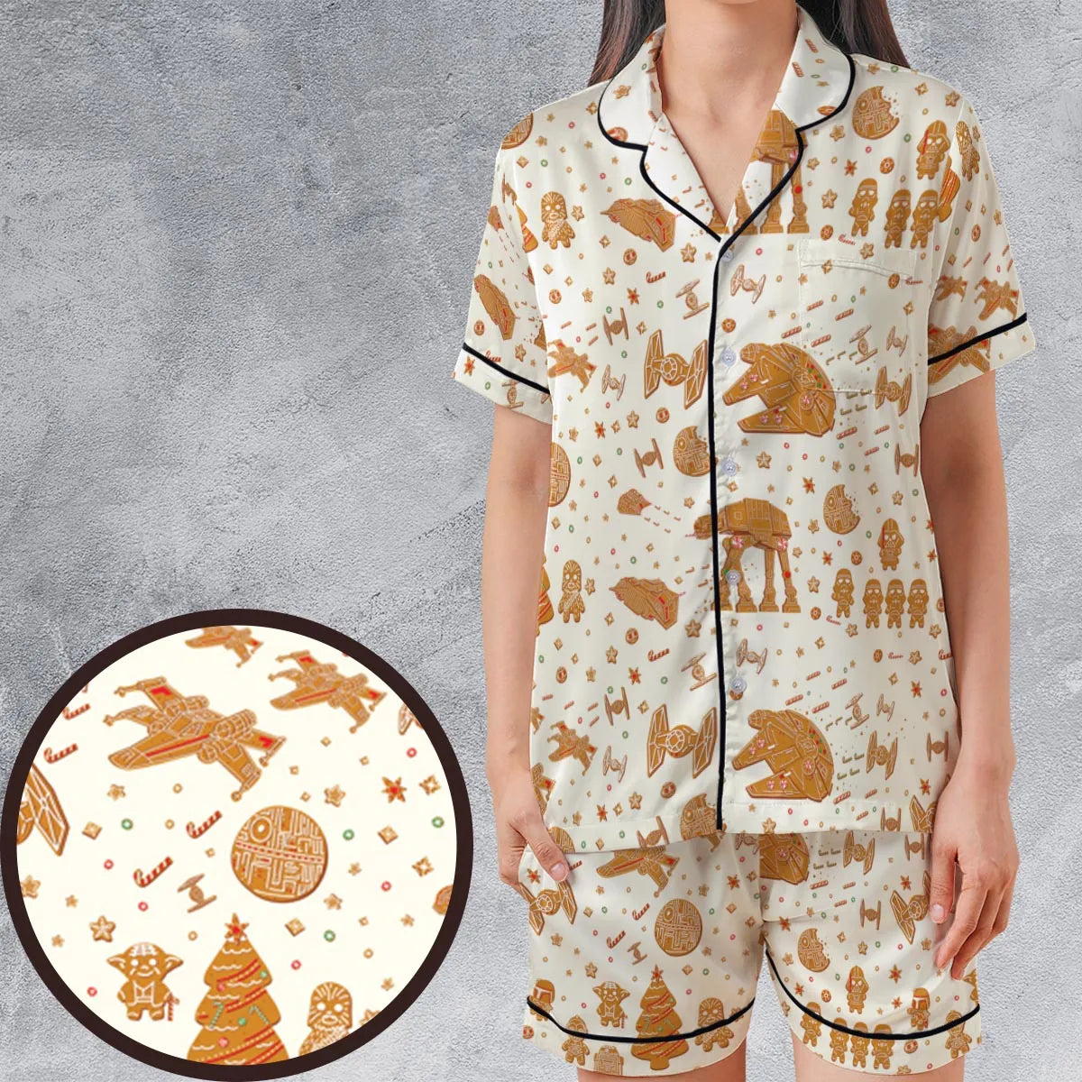Satin Short-Sleeve Pajamas Set - 7HZV3TD8