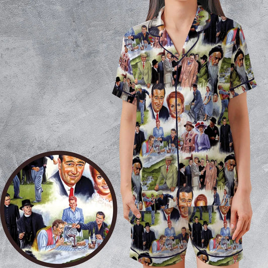 Satin Short-Sleeve Pajamas Set - F1AZPA72