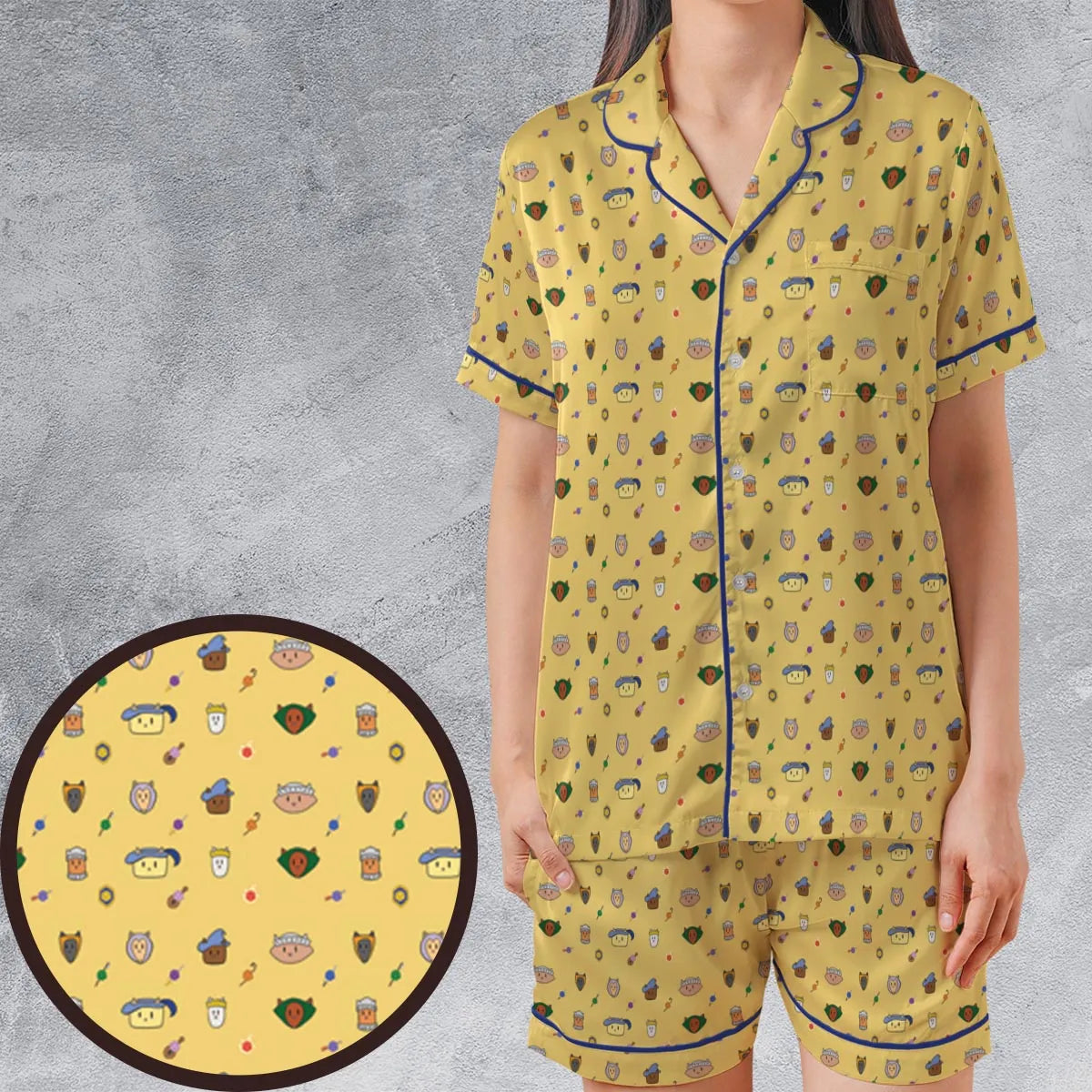 Satin Short-Sleeve Pajamas Set - YU7HNJH3