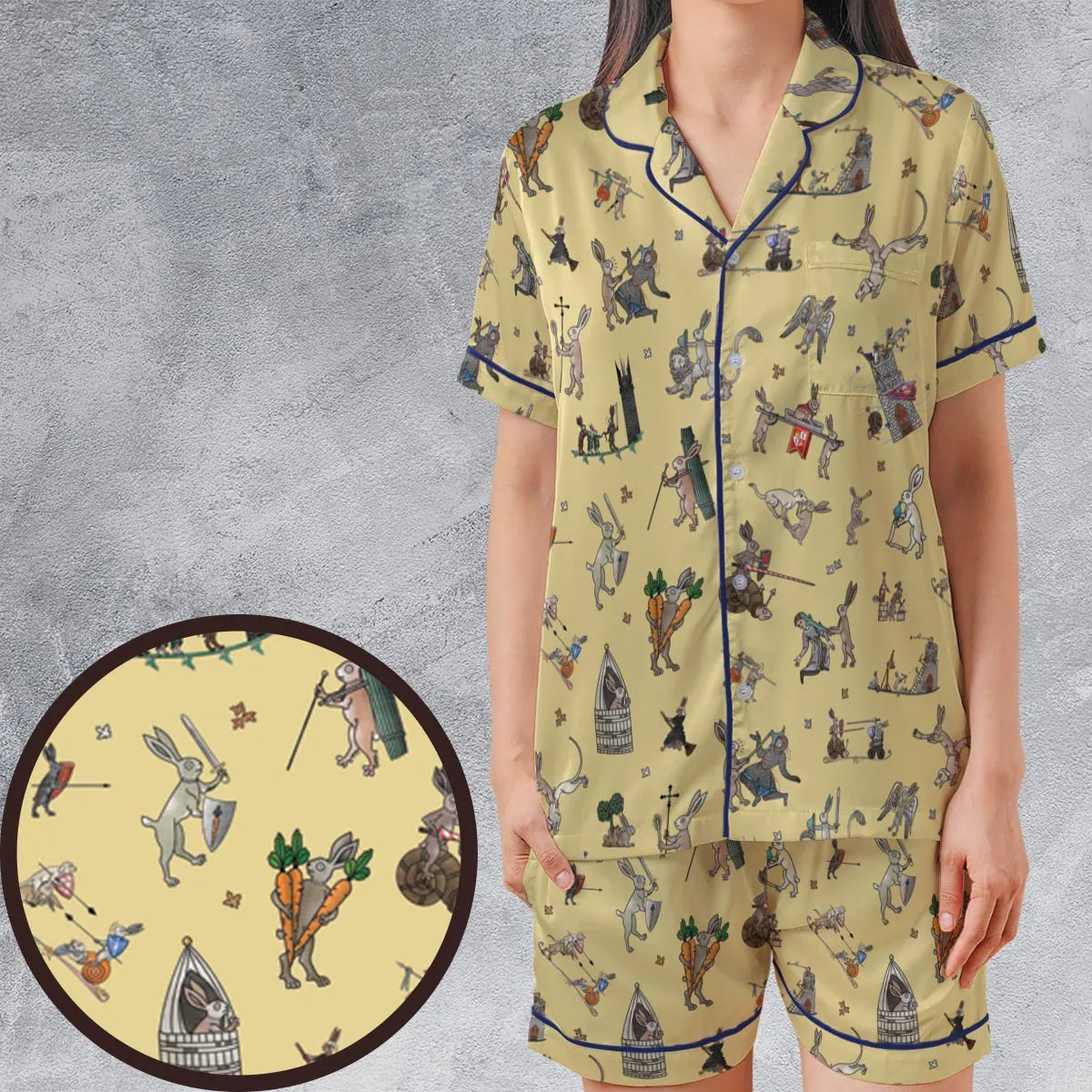 Satin Short-Sleeve Pajamas Set - Z1NFMV98