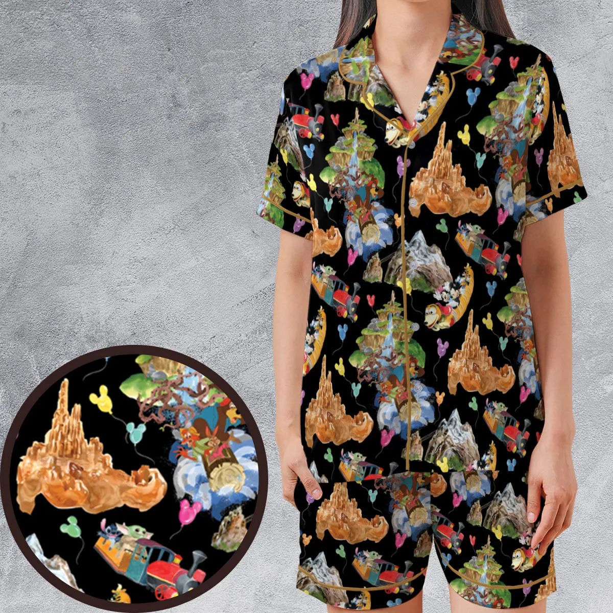 Satin Short-Sleeve Pajamas Set - 45SLBBBM