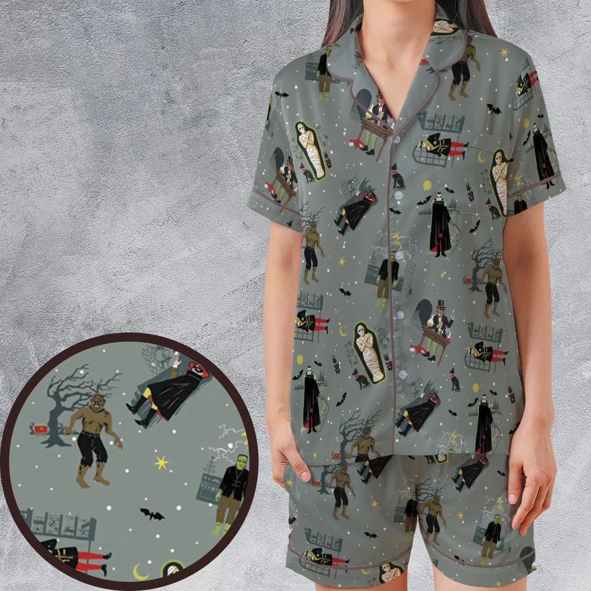 Satin Short-Sleeve Pajamas Set - VSY5WW4Z