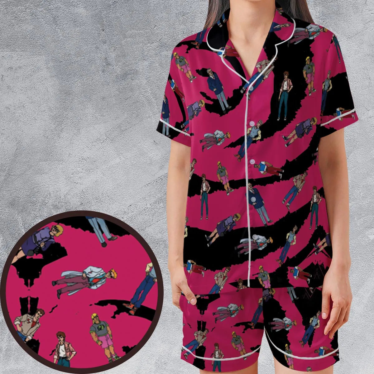 Satin Short-Sleeve Pajamas Set - 9D825JSN