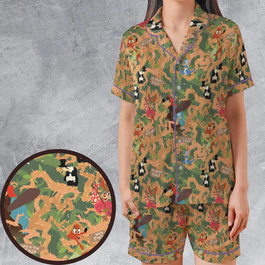 Satin Short-Sleeve Pajamas Set - V6GL4GBD