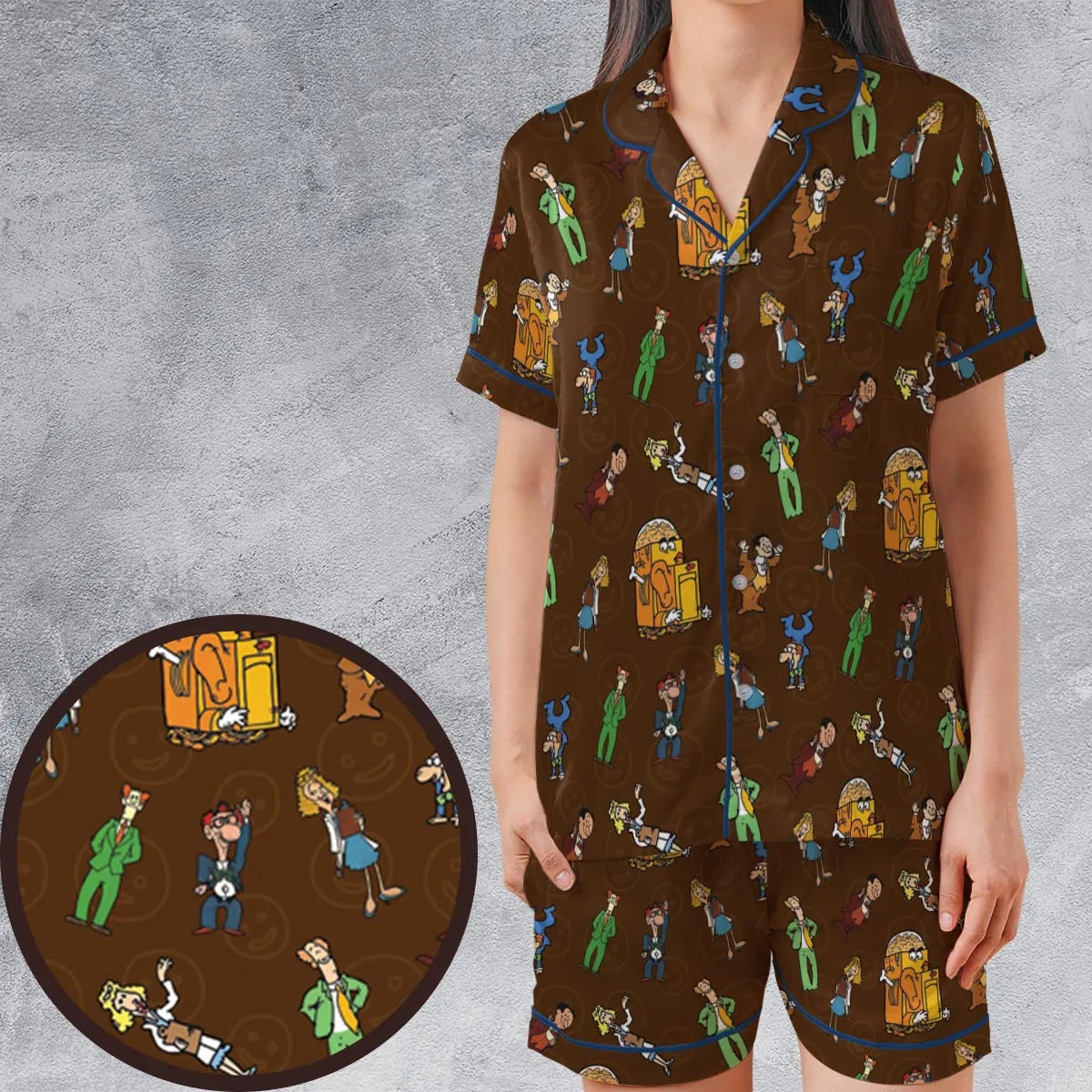 Satin Short-Sleeve Pajamas Set - GTNTBHVZ