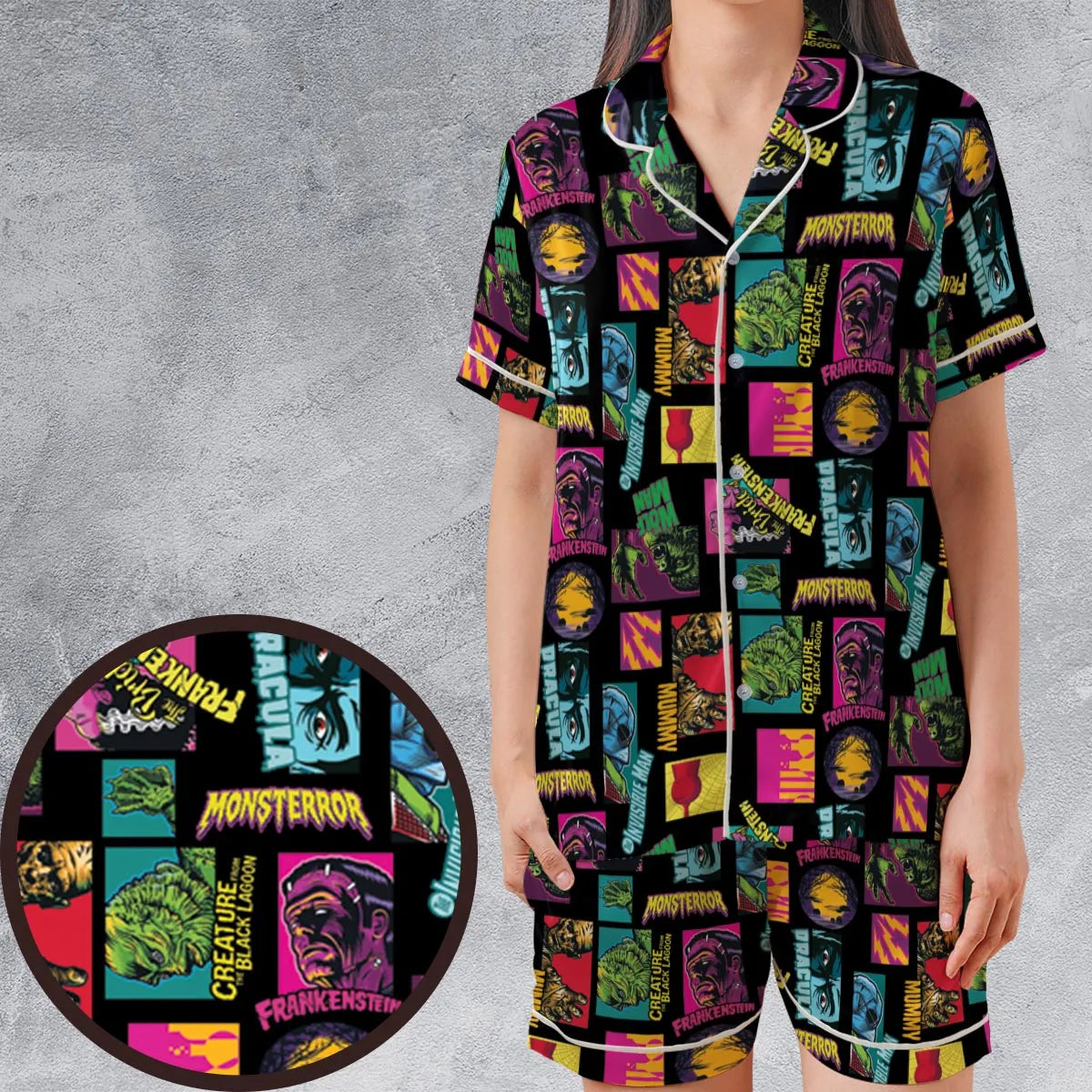Satin Short-Sleeve Pajamas Set - RCV3EUYA