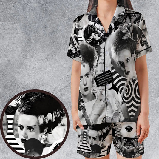 Satin Short-Sleeve Pajamas Set - FT6L8G3A