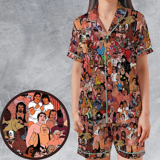 Satin Short-Sleeve Pajamas Set - UY5JBZZE