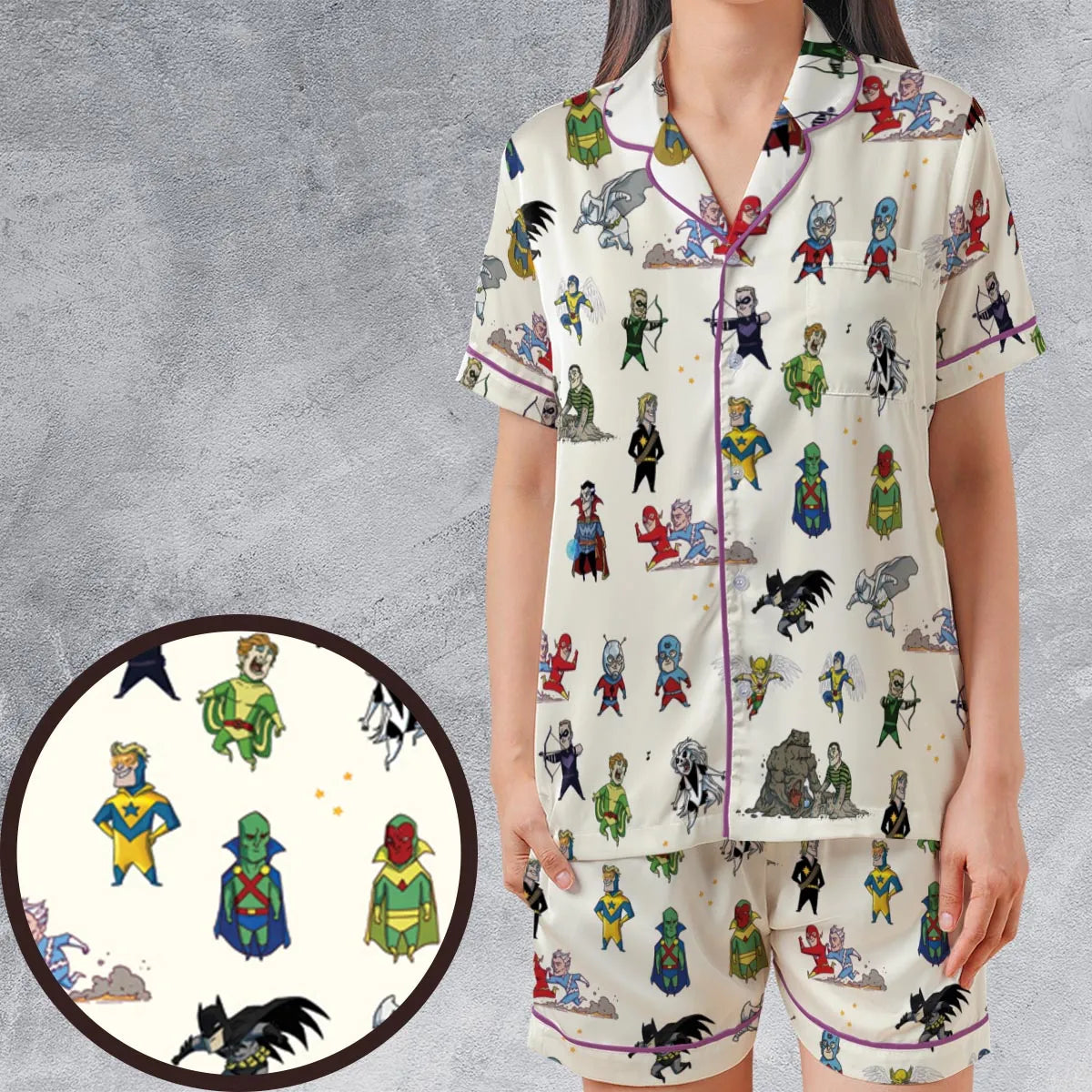 Satin Short-Sleeve Pajamas Set - R7R794L5