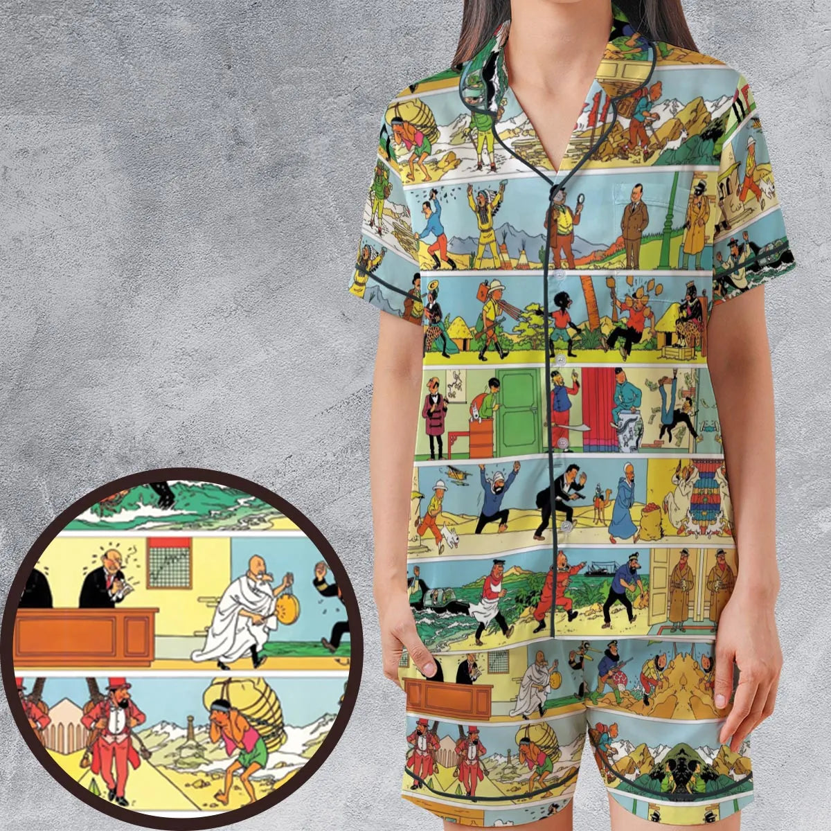 Satin Short-Sleeve Pajamas Set - S66XKYAQ