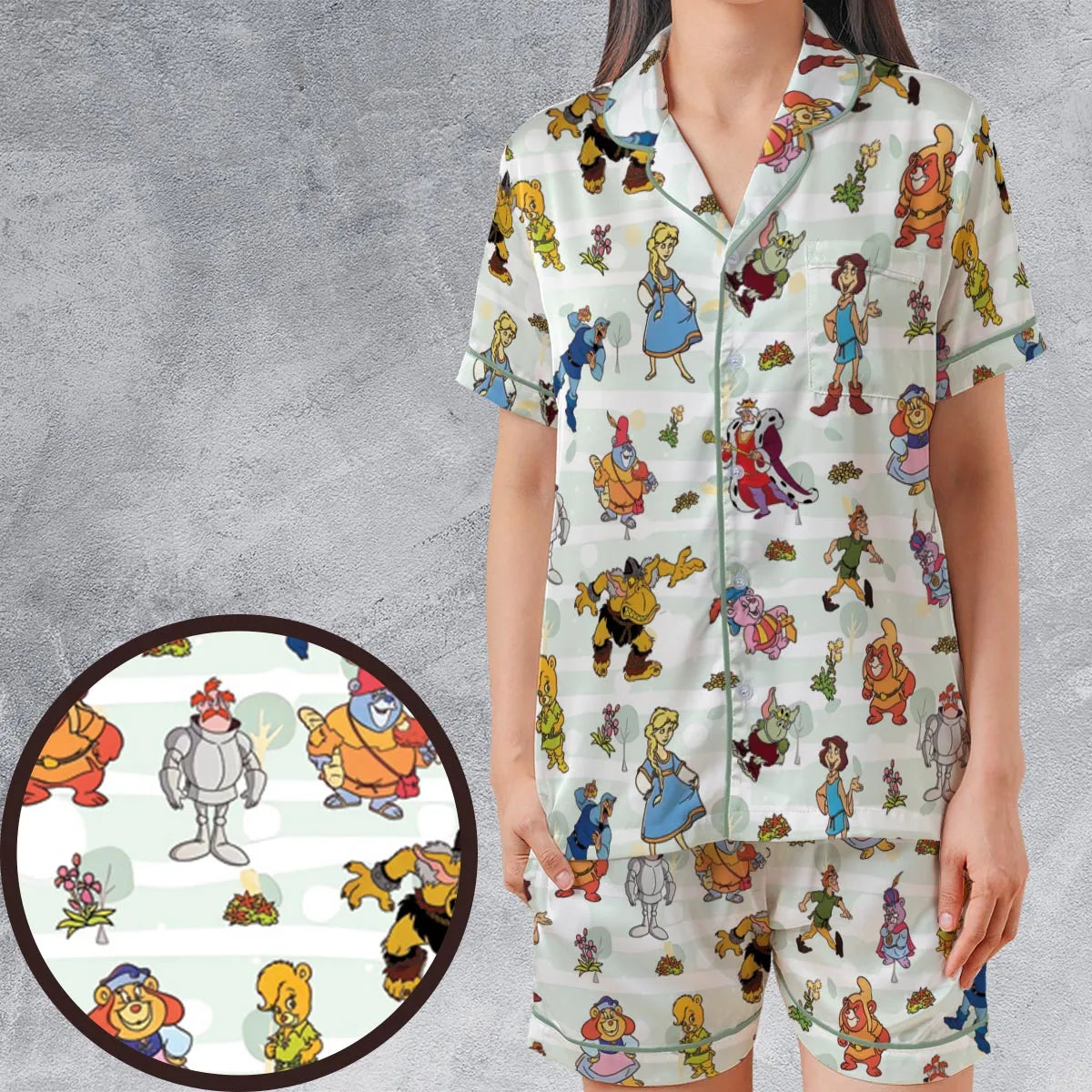 Satin Short-Sleeve Pajamas Set - APE9EDSP