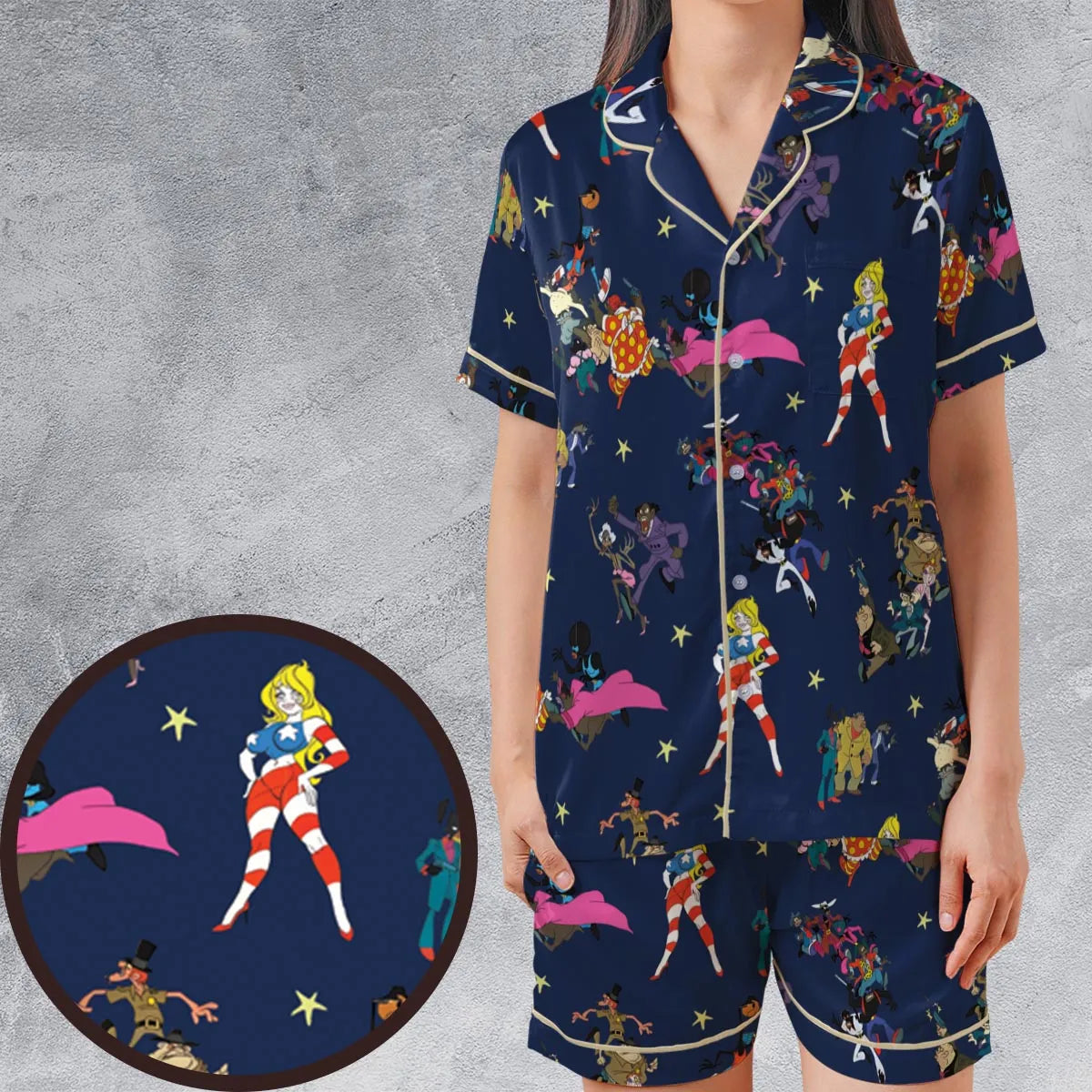 Satin Short-Sleeve Pajamas Set - EYNB8PLJ